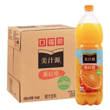 可口可乐出品 美汁源果粒橙 橙汁果汁饮料1.8L*6瓶整箱 