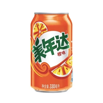 美年达 橙味碳酸汽水饮料330ml*24罐 