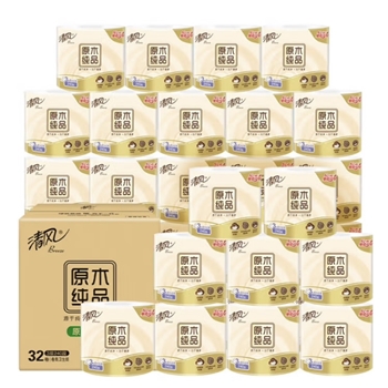 清风卷纸 原木纯品3层 240段 32卷 卫生纸卷筒纸 